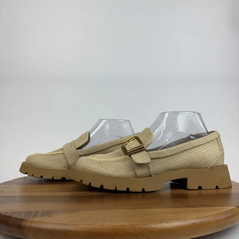 New Womens Dolce‎ Vita Ericka Beige Woven Platform Casual Loafers Size 8 M NWOB